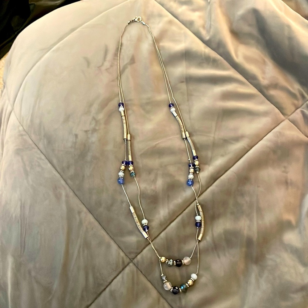 Beautiful necklace with blue and silver jewels